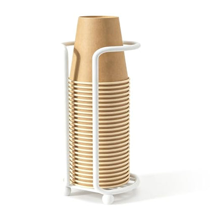 1 Row White Cup Dispenser for Bathroom Metal Mouthwash Cup Holder - color: White, size: 1 ROW