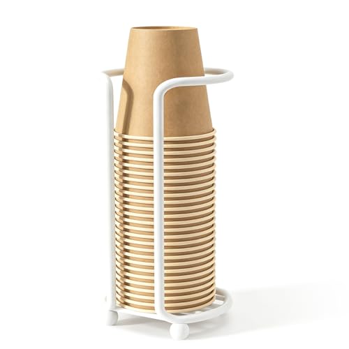 1 Row White Cup Dispenser for Bathroom Metal Mouthwash Cup Holder - color: White, size: 1 ROW