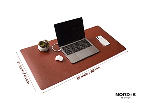 Nordik Leather Desk Mat - Whiskey Brown - Large Leather Desk Pad 35x17 in - color: Brown