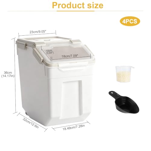 Saim 4Pack 50lb Flour & Rice Storage Container with Wheels (Gray) - color: 4Pack 50lbs Grey