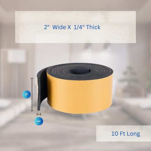 High Density Foam Weather Stripping Door Seal Strip Insulation Tape Roll for Insulating Door Frame, Window, Air Conditioner | Self Adhesive Sealing Weatherstrip (2 in x 1/4 in x 10 Ft, Black) - color: Black, size: 2 In x 1/4 In x 10 Ft