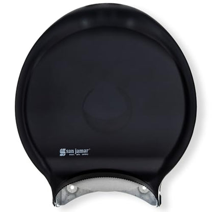 San Jamar R6000TBK 3.125 Mandrel Stainless Steel Pearl Single Jumbo Roll Toilet Tissue Dispenser, 12.9" Width, 14.9" Height, 5.8" Depth, Minimum 3.25" Core Diameter, 12" JBT Roll Capacity, Black Color