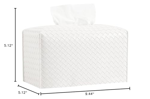 Tissue Box Cover Rectangle Leather Facial Paper Holder, White - color: White, size: rectangle