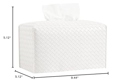 Tissue Box Cover Rectangle Leather Facial Paper Holder, White - color: White, size: rectangle