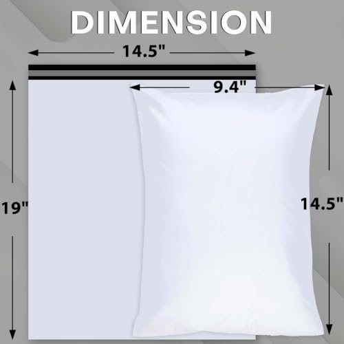 Poly Mailers 14.5x19 In 100 Pack Self Seal Shipping Envelope Bags White - color: White