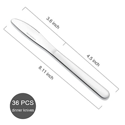 36 Pieces Dinner Knives Set, 8.1 Inches Table Knives Set, Durable Butter Knife, Food Grade Stainless Steel Dinner Knife, Cost-effective Silverware - Mirror Polished, Dishwasher Safe - color: 36Pcs Dinner Knives