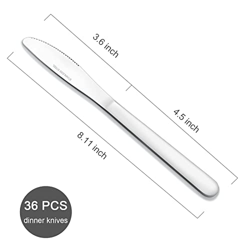 36 Pieces Dinner Knives Set, 8.1 Inches Table Knives Set, Durable Butter Knife, Food Grade Stainless Steel Dinner Knife, Cost-effective Silverware - Mirror Polished, Dishwasher Safe - color: 36Pcs Dinner Knives