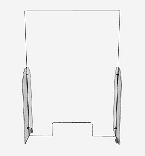 30" x 42" Acrylic Shield Plexiglass Single Panel Sneeze Guard Barrier w/Cutout for Counters, Tables, Checkouts, or Desks - Shields and Protects from Coughing and Sneezing - Made in USA