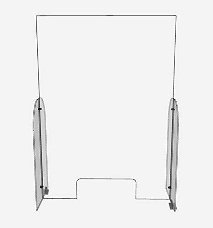30" x 42" Acrylic Shield Plexiglass Single Panel Sneeze Guard Barrier w/Cutout for Counters, Tables, Checkouts, or Desks - Shields and Protects from Coughing and Sneezing - Made in USA