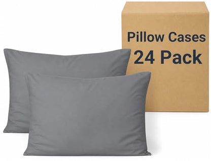 ZPECC Bulk Grey Pillow Cases Standard Size 24 Pack with Envelope Closure - color: Gray, size: Standard