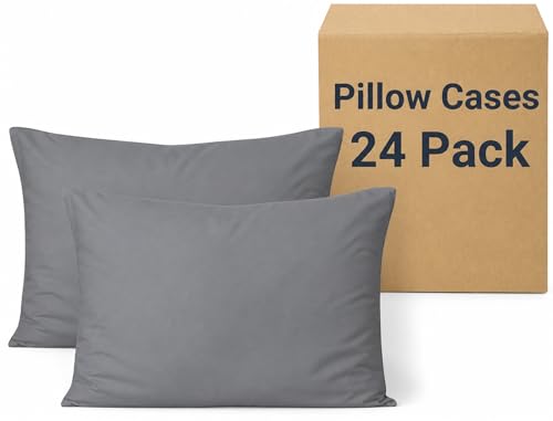 ZPECC Bulk Grey Pillow Cases Standard Size 24 Pack with Envelope Closure - color: Gray, size: Standard