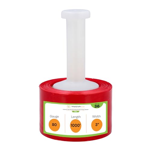 PSBM Dark Red Mini Stretch Wrap with Plastic Handle, 36 Rolls 3 Inch x 1000 Feet 80 Gauge Heavy Duty Heavy Duty Plastic Wrap Industrial Strength Shrink Film for Moving, Packing & Shipping - color: Red, size: 36 Rolls