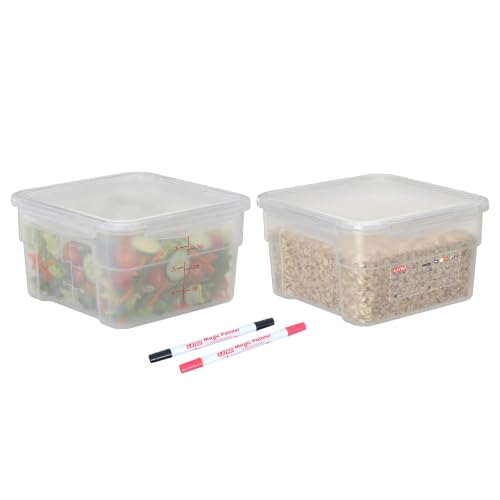 2 Pack 4 QT Airtight Commercial Food Storage Containers, BPA-Free Translucent Polypropylene, Built-In Labeling Area, Stackable for Coffee Beans & Dry Goods, Shallow Model - size: 2 X 4.0(QT)-Shallow