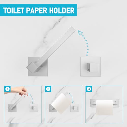 Toilet Paper Holder Wall Mount, Brushed Nickel Paper Towel Holder Double Base Large Stainless Steel Bathroom Toilet Tissue Roll Holder, Commercial Toilet Paper Dispenser - color: Brushed Nickel, size: Square