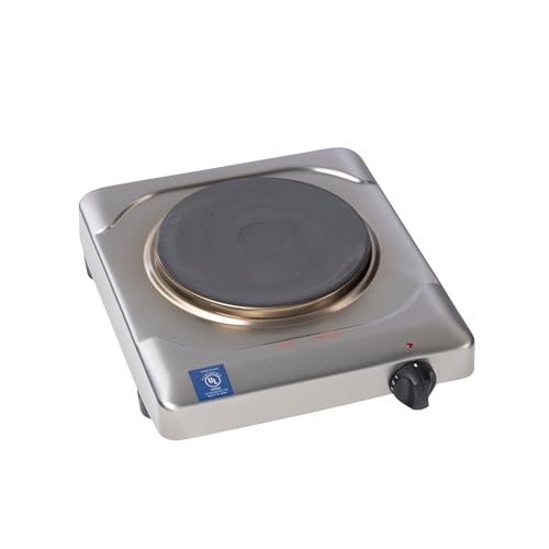 Cadco KR-S2 Portable Electric Hot Plate, 1500W Cast Iron Single Burner