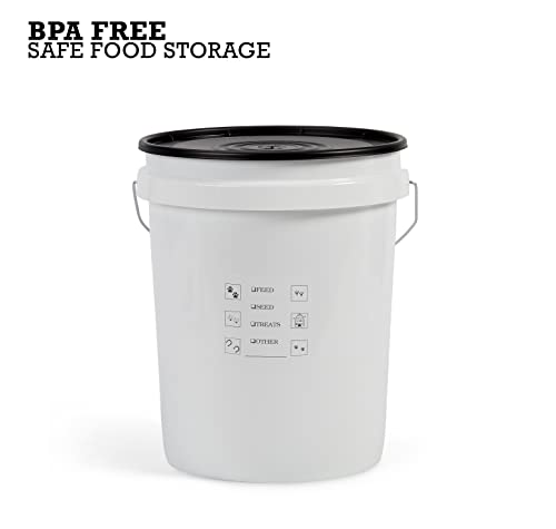 United Solutions 5 Gallon Airtight Pet Food Storage, 2 Pack, White/Black - size: (Pack of 2)