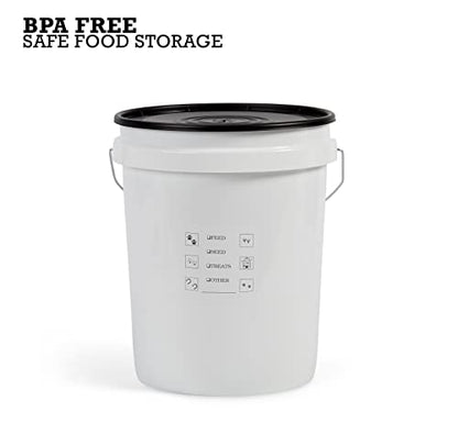 United Solutions 5 Gallon Airtight Pet Food Storage, 2 Pack, White/Black - size: (Pack of 2)