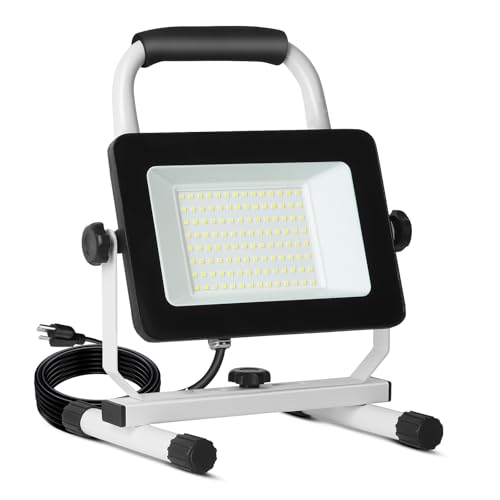 UFOND 6000 Lumen LED Work Light with Stand, 60W Waterproof Flood Light