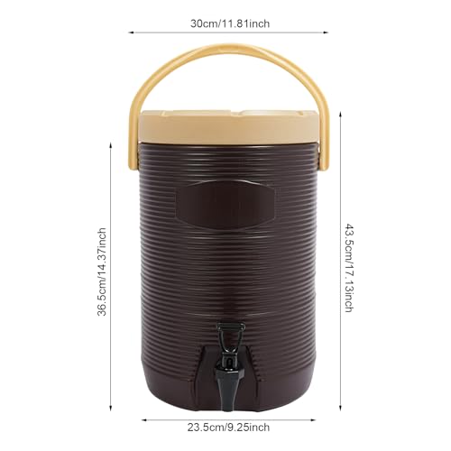 Stainless Steel Beverage Dispenser Insulated Container with Faucet Cooler with Drink Dispensers Cold and Hot Drink Dispenser for Milk Tea, Juice, Coffee 4.49 Gal Capacity (Brown) - color: Brown, size: 17L