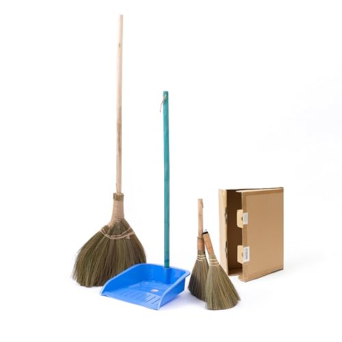 Broom and Dustpan Set for Home, Set of 3 Brooms - Broomstick for House, Garage, Office, Lobby Room, Kitchen - style: Combo 3