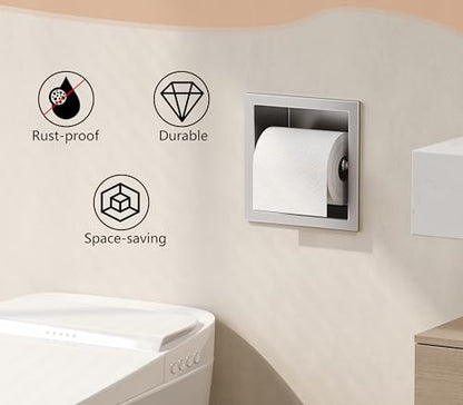 Neodrain Brushed 304 Stainless Steel Recessed in Wall Toilet Paper Holder - color: Brushed, size: 6X6In