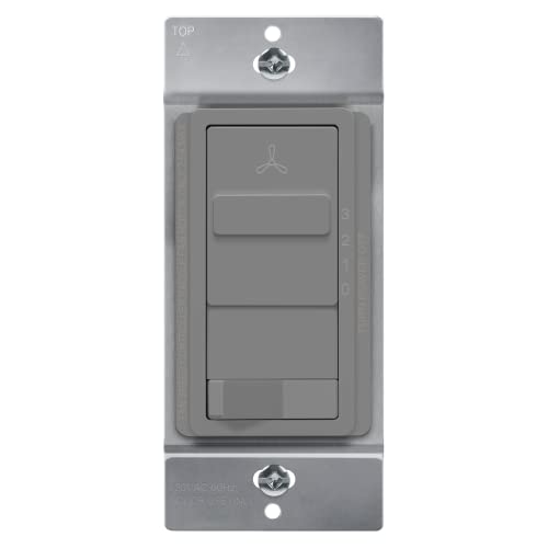 TOPGREENER Ceiling Fan Control and Light Switch, 3-Speed, Gray - color: Grey, size: Light Switch with Fan