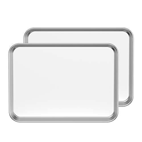 Baking Sheet Set of 2, Stainless Steel 2-Piece Cookie Sheet, Toaster Oven Baking Pan Set, Rectangle Size 16 x 12 x 1 inch, Healthy & Non Toxic, Mirror Finish & Rust Free, Dishwasher Safe - size: 16 inch