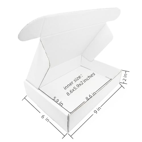 9x6x2 Inches White Corrugated Cardboard Shipping Boxes Set of 2 - size: 9x6x2 inch 2 Pack