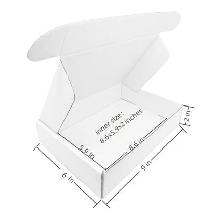 9x6x2 Inches 50 Pack White Corrugated Cardboard Shipping Boxes - size: 9x6x2 inch 50 Pack