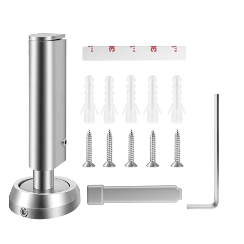 Adjustable Height Magnetic Door Stopper,304 Stainless Steel Magnetic Doorstop with Floor Mounted,Door Holder to Keep Door Open No Drilling with Screws and 3M Adhesive,1 Pack(Silver) - color: Silver