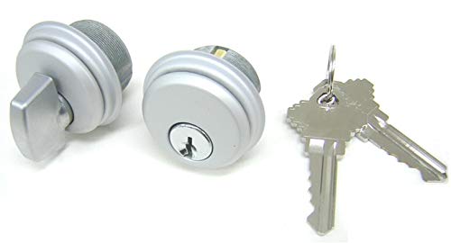 Storefront Door Mortise Lock Cylinder & Thumbturn, Adams Rite, Aluminum Set - color: Aluminum Silver, size: 1 Pack, style: Keyed & Thumbturn
