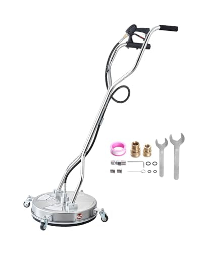 VEVOR 18 Inch Pressure Washer Surface Cleaner, 4000 PSI Stainless Steel Attachment with 4 Wheels, 2 Nozzles, 3/8 Inch Quick Connect and Dual Handle for Concrete, Patio, Sidewalk - size: 18 Inch w/ Handle & Wheels