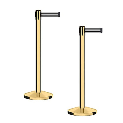 CCW RBB-100 Retractable Belt Barrier Stanchions, 2 Pack, 7.5 Ft - color: Black with White Horizontal Stripe, size: 7.5 Foot