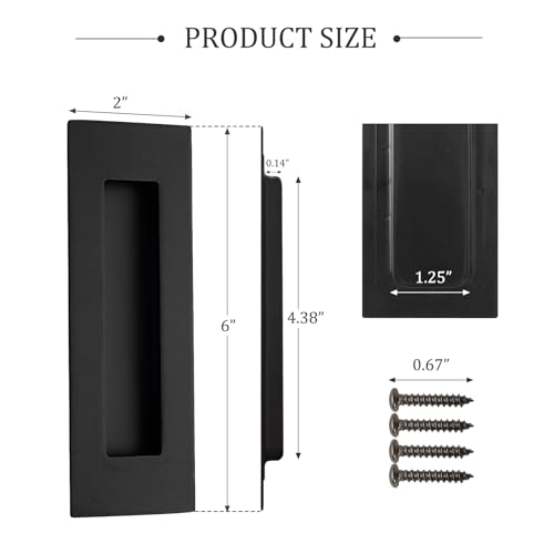 Pocket Door Pull and Edge Pull Matte Black Set, 6Inch Handles Hardware Latch,Recessed Finger Flush Pulls,for Closet,Sliding,Barn Door - color: Black, size: 6Inch-A
