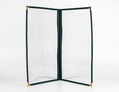 Menu Covers, Double Pages, 8.5" x 14" Legal Size, Green, Pack of 6 - color: Green