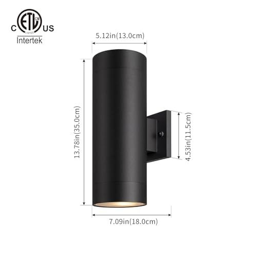 mirrea 14" Modern Outdoor Porch Light in 2 Lights, Matte Black, 2 Pack - color: Matte Black, size: 14-inch