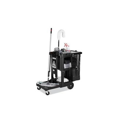 Rubbermaid Commercial Products Executive Series Janitorial and Housekeeping Cleaning Cart with Locking Cabinet, Wheeled with Zippered Black Vinyl Bag, Black, 38.4" H x 21.8" W x 46" L - style: Lockable - Black