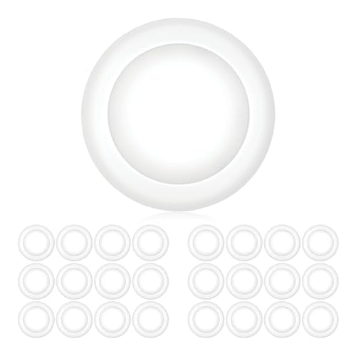 PARMIDA (24 Pack) 5/6 Inch Dimmable LED Disk Light Surface Flush Mount 15W, UL Listed, Recessed Retrofit Ceiling Disc Lights, Energy Star, Installs into Junction Box Or Recessed Can, 1050lm - 2700K - color: 2700K (Warm White), size: 24 Pack