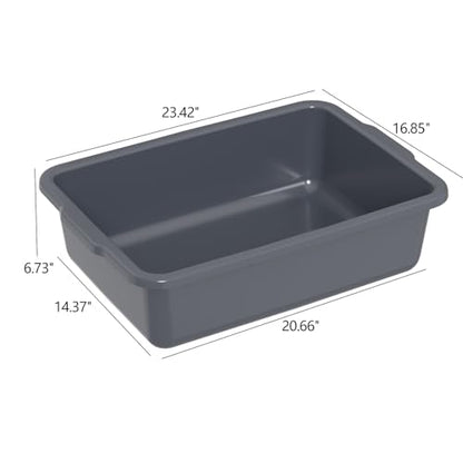 4-Pack 35 L Large Bus Tubs Restaurant, Commercial Bus Tub, Gray - size: 35 L without Lid