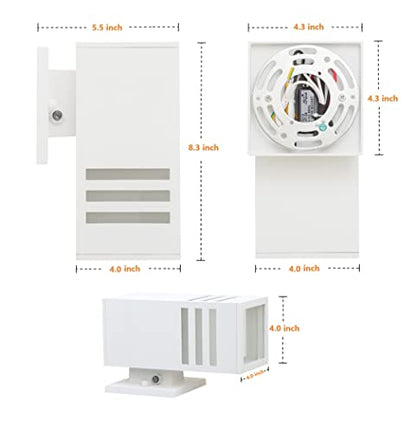 Dusk to Dawn Exterior Light Fixture, Waterproof Outdoor Lighting - color: Rectangle (White B-Dusk to Dawn)
