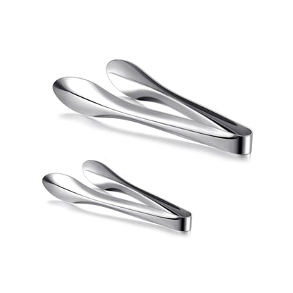 2 Pack Silver Polished Serving Tongs 6 Inch,9 Inch - color: Silver, size: 6 Inch, 9 Inch