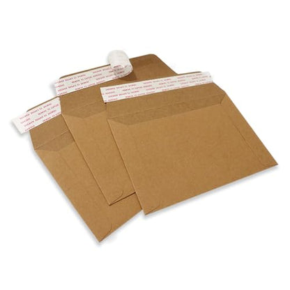 10 EcoSwift 6.5 x 4.5 Rigid Photo Mailers Stay Flats Brown Cardboard Self Seal Envelopes