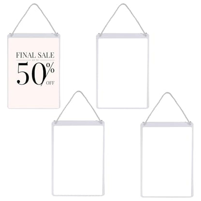 4 Pcs Business Retail Hanging Sign Holder 12.8x8.7 Inch Retail Display Sign Holder Advertising Sign Holders Clear Poster Frame for Store Supermarket Restaurant Office Exhibition Mall, White