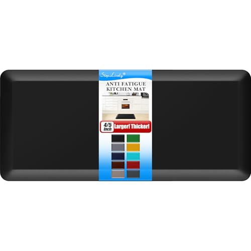 4/5 Inch Thick Kitchen Mat - Cushioned Anti Fatigue Mat for Kitchen Floor - color: Black, size: 39"L x 17"W x 0.8"Th