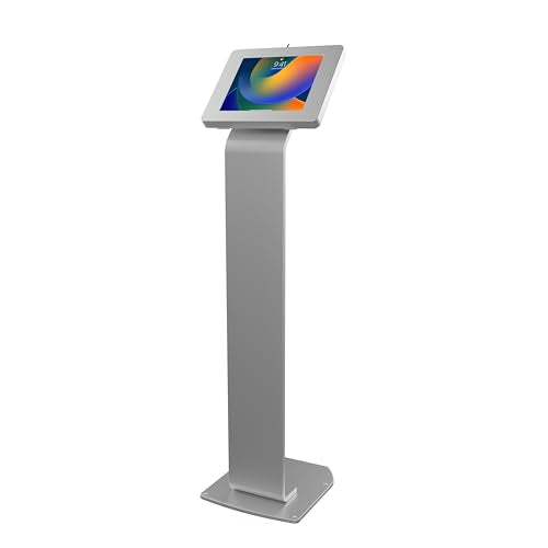 Premium Kiosk Floor Stand – CTA Locking Support Base Kiosk for iPad 11 (A16) - Pro 11-inch M4 - Air 11-inch M3- iPad 10th Gen - Galaxy Tab & More Tablets - Silver - (PAD-PARAFS) - color: Silver, size: Medium Size Tablets, style: Key Lock Enclosure