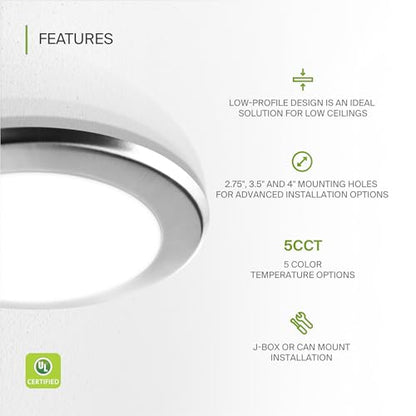 ASD 6 Pack Bronze LED Disk Lights 6 Inch, 5CCT Flush Mount Ceiling Light - color: Nickel, size: 6 Pack