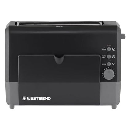 West Bend QuikServe Toaster, 2-Slice Wide-Slot Slide-Through Bread Toaster with Bagel and Gluten-Free Settings and Cool-Touch Exterior Fast Toasting, Includes Removable Serving Tray, 1400-Watts, Black - color: Black