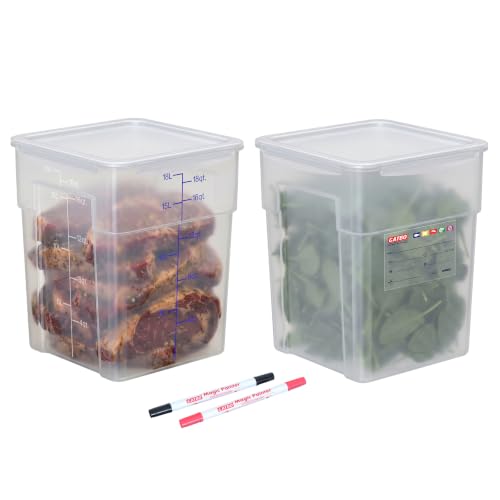 2 Pack 18 QT BPA-Free Translucent Polypropylene Airtight Food Storage Containers, Labeling Area, Stackable Bulk Storage for Flour, Rice, Sugar & Pet Food - size: 2 X 18.0(QT)