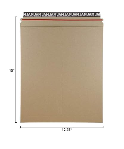 JAM PAPER Stay-Flat Photo Mailer Envelopes with Peel & Seal Closure - 12 3/4 x 15 - Brown Kraft - 6 Rigid Mailers/Pack - color: 6/Pack, size: 12 3/4" x 15"