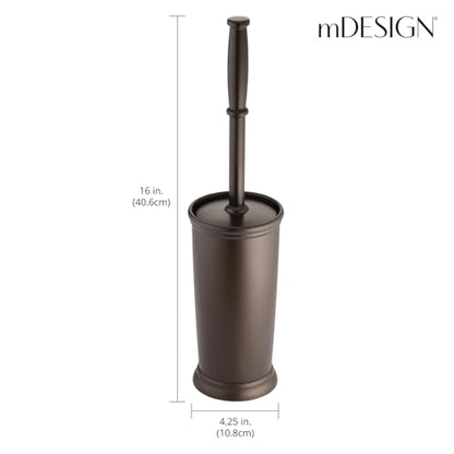 mDesign Toilet Bowl Brush and Holder - Covered Bathroom Brush - Standing Scrubber in Modern Holder - Space Saving, Deep Cleaning - 2 Pack - Hyde Collection, Bronze - color: Bronze, size: Pack of 2